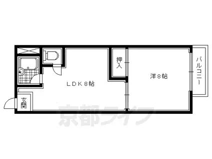 京都市烏丸線 今出川駅 徒歩5分 3階建 築38年(1DK/1階)の間取り写真