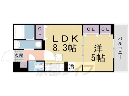 近鉄京都線 新田辺駅 徒歩13分 3階建 築4年(1LDK/1階)の間取り写真