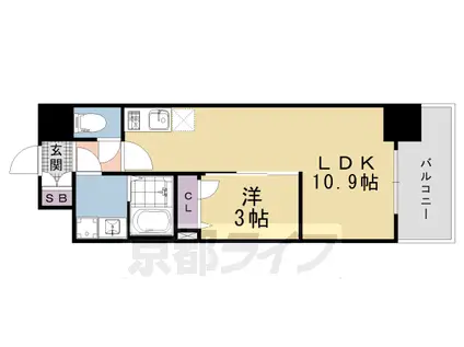 東海道本線 西大路駅 徒歩14分 11階建 新築(1LDK/6階)の間取り写真