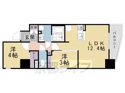 東海道本線 西大路駅 徒歩14分 11階建 新築(2LDK/8階)の間取り写真