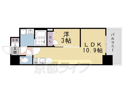 東海道本線 西大路駅 徒歩14分 11階建 新築(1LDK/7階)の間取り写真