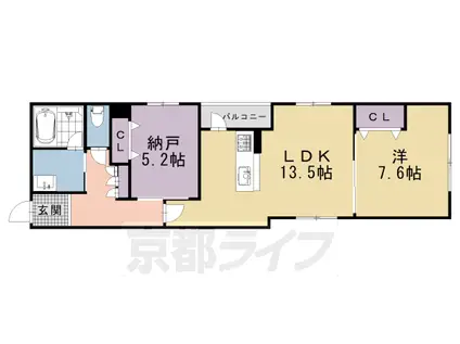 京都市烏丸線 四条駅(京都市営) 徒歩11分 4階建 築1年(1SLDK/2階)の間取り写真