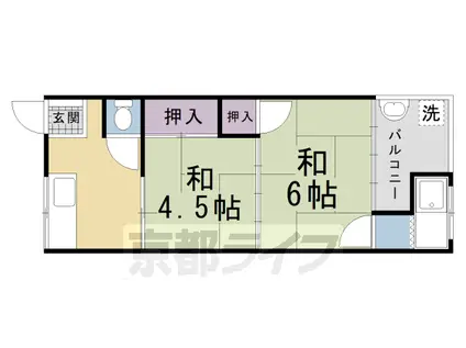 京都市烏丸線 北山駅(京都) 徒歩8分 2階建 築42年(2K/2階)の間取り写真