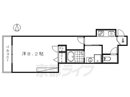 京阪電気鉄道京阪線 三条駅(京都) 徒歩7分 2階建 築17年(1K/2階)の間取り写真