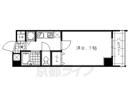 京都市烏丸線 北山駅(京都) 徒歩5分 4階建 築29年(1K/3階)の間取り写真