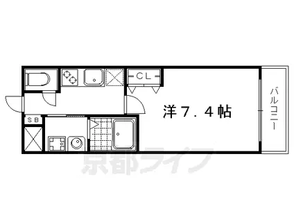 叡山電鉄 元田中駅 徒歩3分 4階建 築13年(1K/1階)の間取り写真