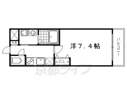 叡山電鉄 元田中駅 徒歩3分 4階建 築12年(1K/1階)の間取り写真