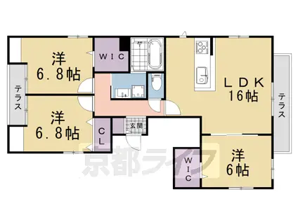 京都市烏丸線 北山駅(京都) 徒歩3分 2階建 築13年(3LDK/1階)の間取り写真
