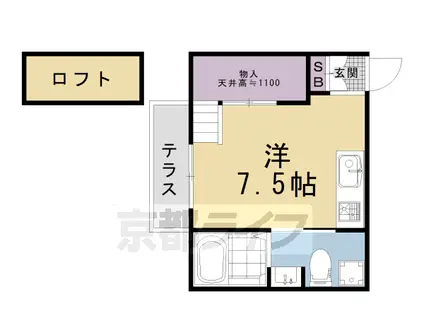 CASA H(ワンルーム/1階)の間取り写真