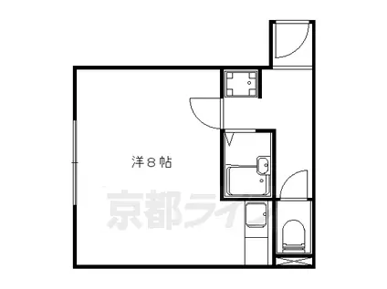 京都市東西線 御陵駅 徒歩4分 3階建 築45年(ワンルーム/3階)の間取り写真