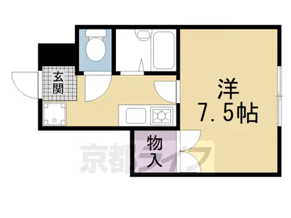 近鉄京都線 向島駅 徒歩15分 3階建 築33年(1K/1階)の間取り写真