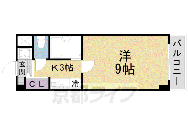 京阪電気鉄道京津線 四宮駅 徒歩15分 4階建 築32年(1K/2階)の間取り写真