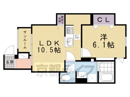 ALPHA 下鴨(1LDK/1階)の間取り写真