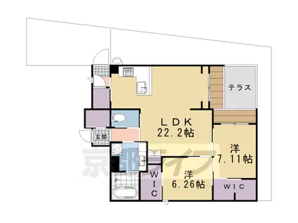 京都市烏丸線 鞍馬口駅 徒歩6分 5階建 新築(2LDK/1階)の間取り写真
