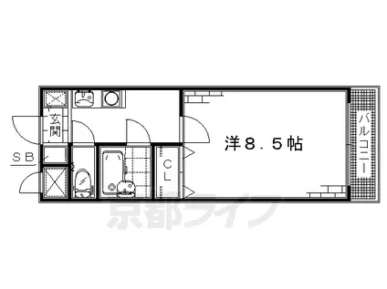 カントリーベア(1K/2階)の間取り写真