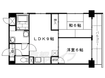 京阪電気鉄道京阪線 龍谷大前深草駅 徒歩9分 6階建 築31年(2LDK/4階)の間取り写真