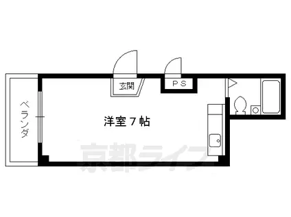 京都市烏丸線 五条駅(京都市営) 徒歩2分 3階建 築30年(1K/2階)の間取り写真