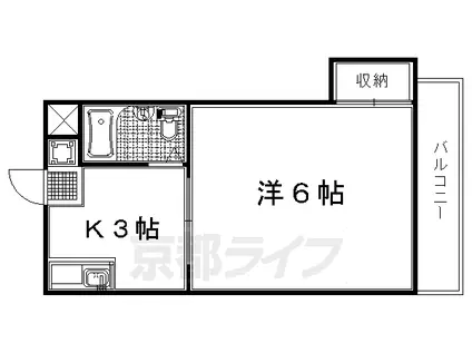 阪急電鉄京都線 西京極駅 徒歩10分 4階建 築38年(1K/4階)の間取り写真
