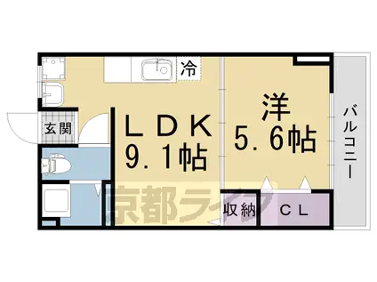 京阪電気鉄道宇治線 六地蔵駅(京阪) 徒歩2分 4階建 築53年(1LDK/1階)の間取り写真