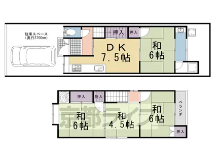 阪急電鉄京都線 長岡天神駅 徒歩4分 2階建 築45年(4DK)の間取り写真