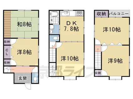 京都市東西線 太秦天神川駅 徒歩6分 3階建 築33年(5DK)の間取り写真
