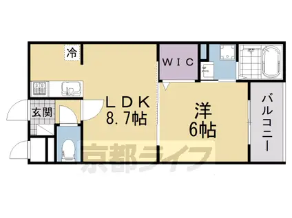京都市東西線 二条城前駅 徒歩14分 5階建 新築(1LDK/1階)の間取り写真