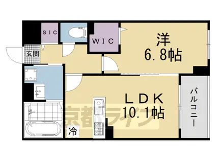 京都市東西線 二条城前駅 徒歩14分 5階建 新築(1LDK/1階)の間取り写真