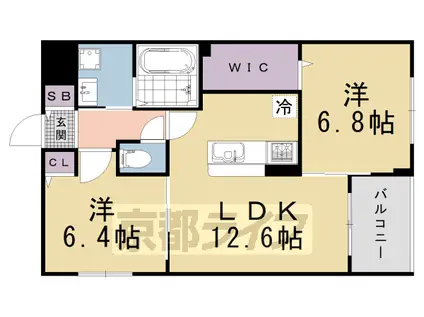 京都市東西線 二条城前駅 徒歩14分 5階建 新築(2LDK/2階)の間取り写真