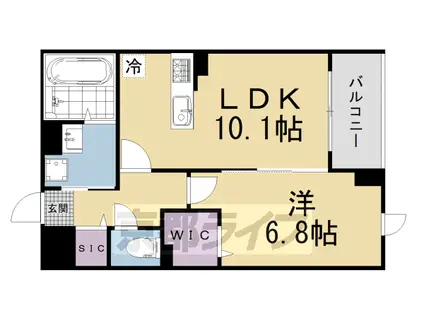 京都市東西線 二条城前駅 徒歩14分 5階建 新築(1LDK/1階)の間取り写真