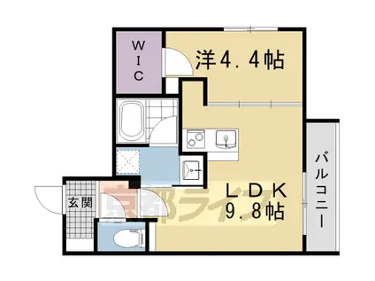 THE ROSE RES 一乗寺(1K/3階)の間取り写真