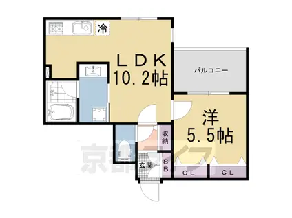京都市烏丸線 丸太町駅(京都市営) 徒歩4分 4階建 築5年(1LDK/3階)の間取り写真