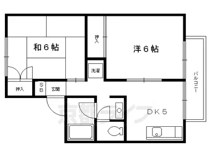 叡山電鉄 岩倉駅(京都) 徒歩7分 2階建 築33年(2DK/1階)の間取り写真