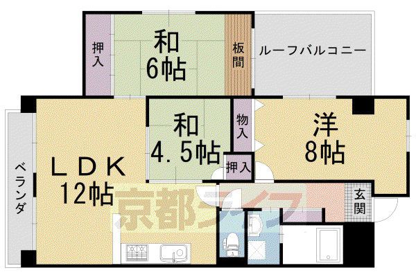 東海道本線 桂川駅(京都) 徒歩9分 7階建 築30年(3LDK/5階)の間取り写真