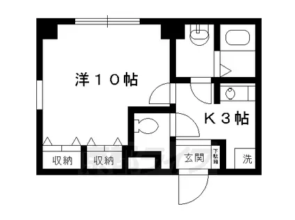 京都市烏丸線 烏丸御池駅 徒歩2分 11階建 築37年(1K/11階)の間取り写真
