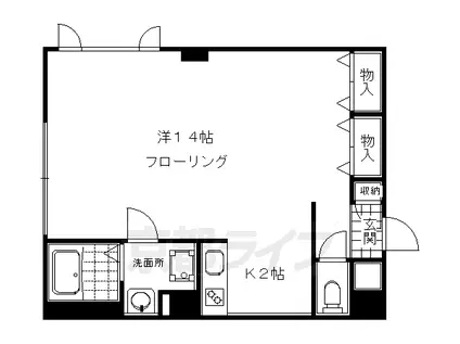 京都市烏丸線 烏丸御池駅 徒歩2分 11階建 築37年(1K/8階)の間取り写真