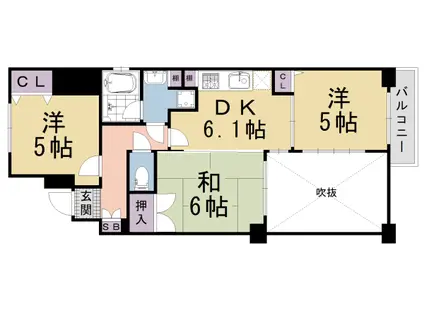 サンフォニア五条大宮(3DK/8階)の間取り写真