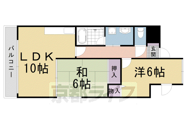 東海道本線 桂川駅(京都) 徒歩7分 6階建 築30年(2LDK/3階)の間取り写真