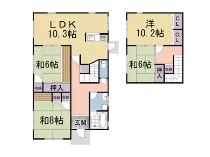 叡山電鉄 岩倉駅(京都) 徒歩12分 2階建 築35年(4LDK)の間取り写真