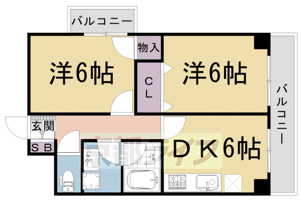第43長栄大晋メゾネ西院ノ森(2DK/5階)の間取り写真