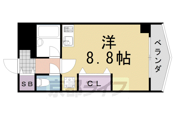 阪急電鉄京都線 桂駅 徒歩8分 2階建 築30年(ワンルーム/2階)の間取り写真