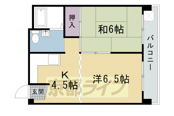京都市東西線 西大路御池駅 徒歩8分 5階建 築30年(2DK/5階)の間取り写真