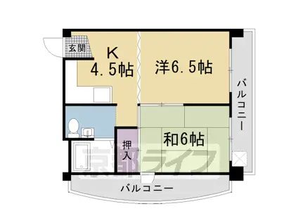 京都市東西線 西大路御池駅 徒歩8分 5階建 築30年(2DK/2階)の間取り写真