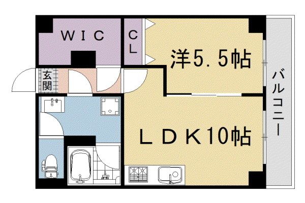 京都市東西線 西大路御池駅 徒歩8分 5階建 築30年(1LDK/1階)の間取り写真