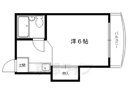 山陰本線 二条駅 徒歩15分 3階建 築40年(1K/3階)の間取り写真