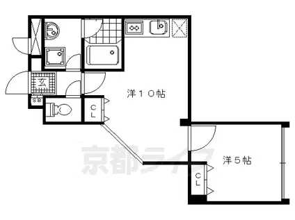 阪急電鉄京都線 西院駅(阪急) 徒歩4分 3階建 築32年(1LDK/1階)の間取り写真