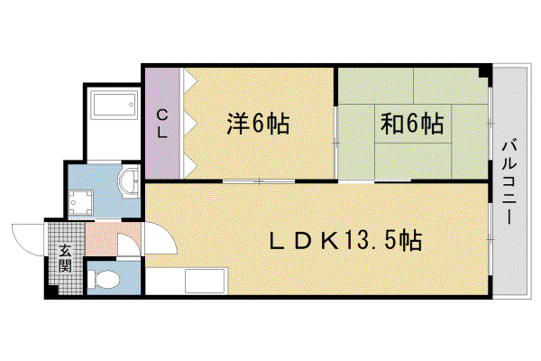 光和ビル松本(2LDK/3階)の間取り写真