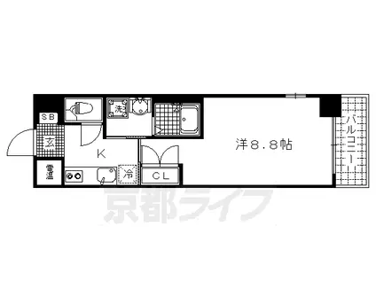 京都市烏丸線 北山駅(京都) 徒歩11分 2階建 築19年(1K/2階)の間取り写真