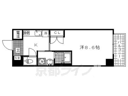 京都市烏丸線 北山駅(京都) 徒歩11分 2階建 築19年(1K/1階)の間取り写真