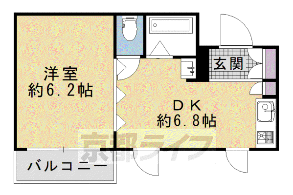 TAIMATSU京都御所(1DK/1階)の間取り写真