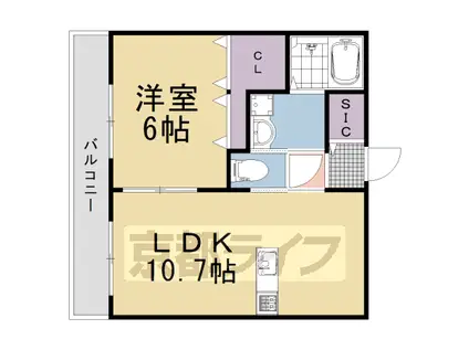 東海道本線 長岡京駅 徒歩10分 3階建 築1年(1LDK/2階)の間取り写真